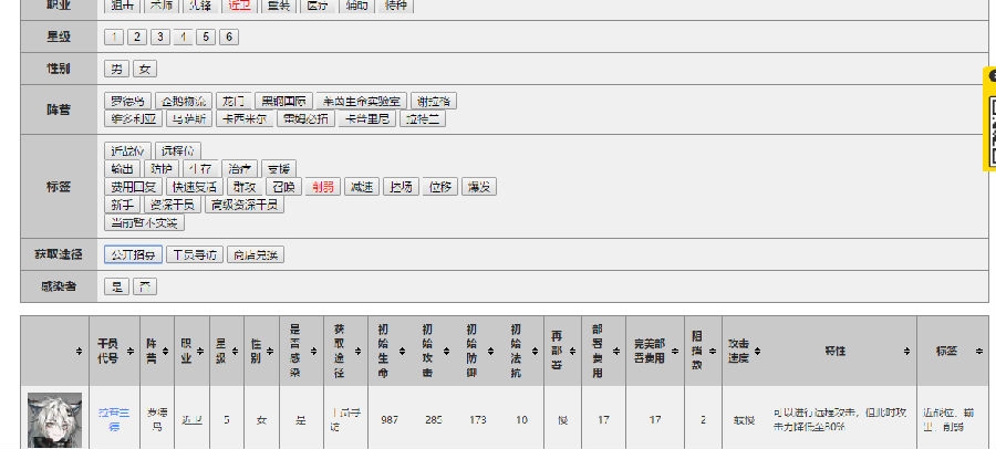 明日方舟wiki公开招募计算器