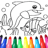 鱼类和海豚最新版（Fish and Dolphin coloring）