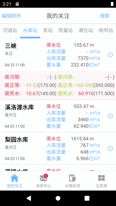 长江水位实时查询